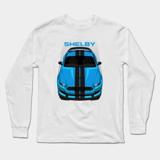 Ford Mustang Shelby GT350R 2015 - 2020 - Grabber Blue - Black Stripes Long Sleeve T-Shirt